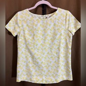 J Crew Pineapple Print Linen/Cotton Blouse